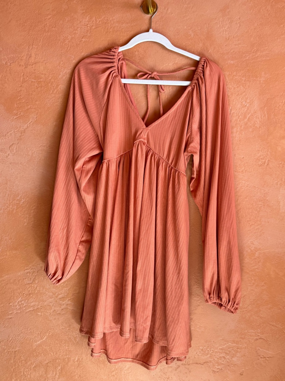 Lovers and Friends Coral Ribbed Open Back Mini Dress NWT Size M